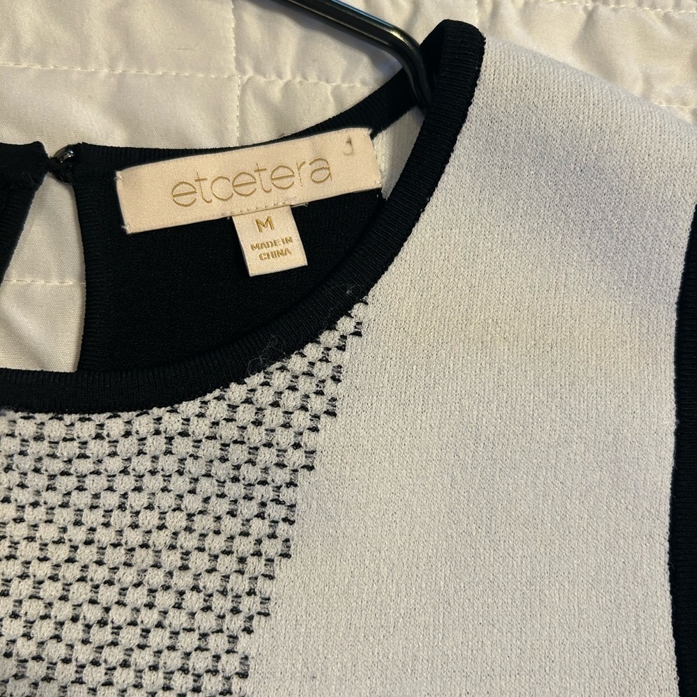 Etcetera Colorblock Knit Midi Dress in Cream, Pink, and Gray Size M - Picture 4 of 8